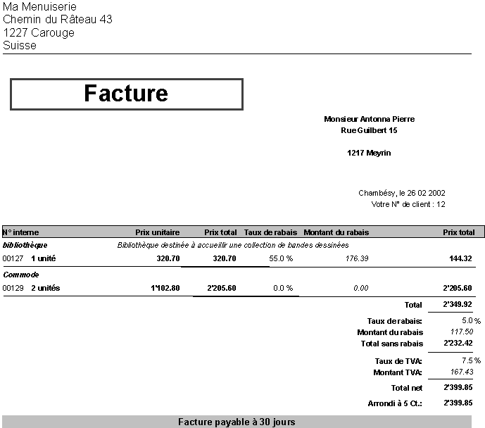 exemple facture access 2007